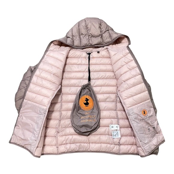 Save The Duck Giga 15 Daisy Hooded Puffer Jacket Hood - Women’s Size 1X Pink - Picture 5 of 9